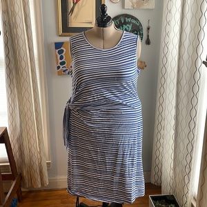 Talbots NWT sleeveless striped knit dress with attached side tie.